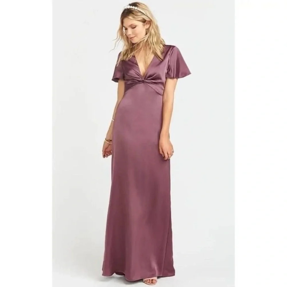 Show Me Your Mumu Rome Twist Gown Dusty Plum Luxe Satin - Picture 6 of 6